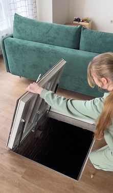 Напольный люк Самоподъемный Невидимка уголок 950*850 Напольный люк Самоподъемный Невидимка уголок 950*850